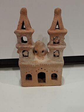 Vtg Mexican Folk Art Terra Cotta Clay Mission,Church Handcrafted Sculpture